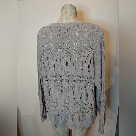 NWT Torrid Women's Grey Sweater Pointelle Cardigan V-Neck Sweater Size 3x - Picture 10 of 15